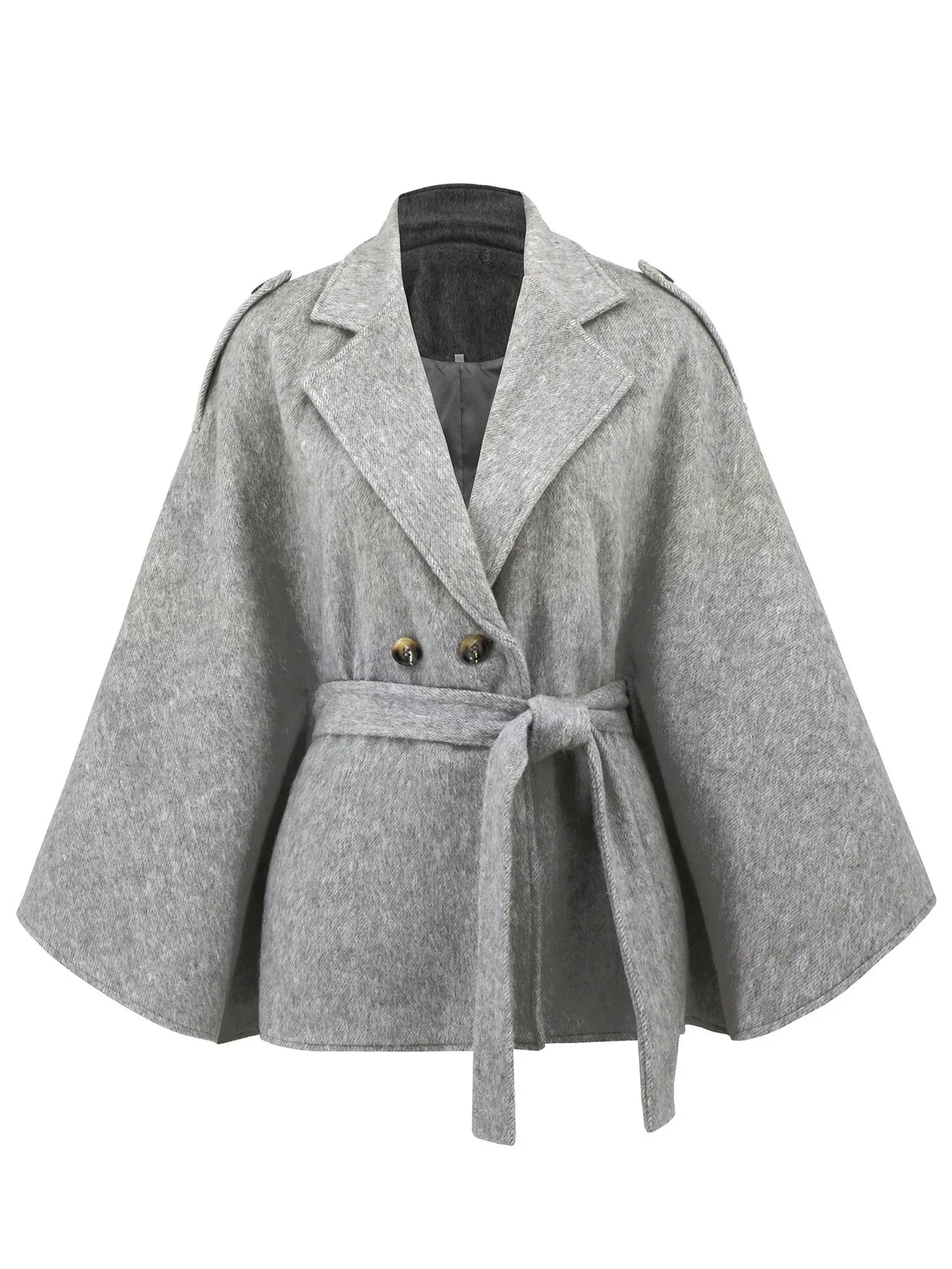 Bandage Coat Batwing Sleeve Lapel Woolen Coat - Gizmo Galaxy