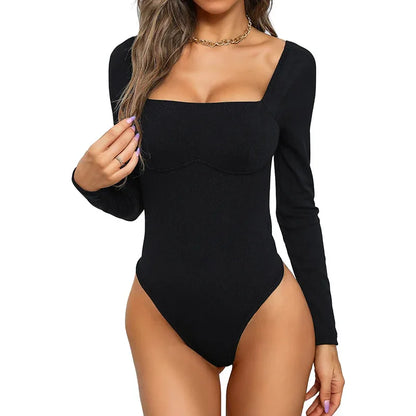 Tight Off-neck Sunken Stripe Knitted Jumpsuit - Gizmo Galaxy