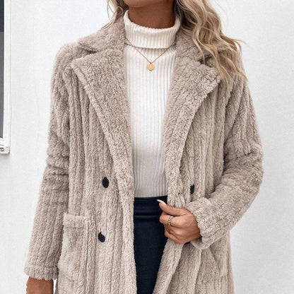 Double-sided Plush Lapel Cardigan Casual Top Coat - Gizmo Galaxy