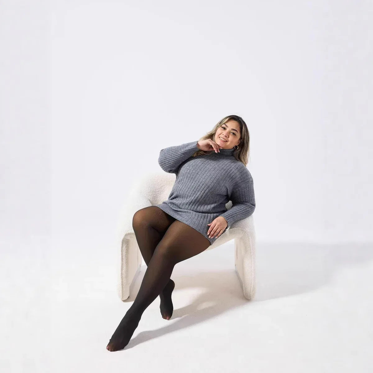 Plus-size Black Sheer Fleece-lined Leggings - Gizmo Galaxy