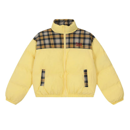 Sweet Girl Plaid Stitching High Quality Cotton Coat Jacket - Gizmo Galaxy