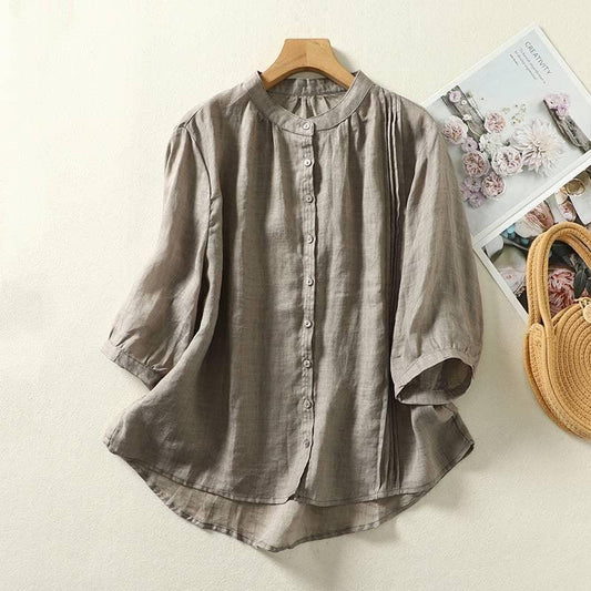 Top Stand Collar Casual Simple Loose - Gizmo Galaxy