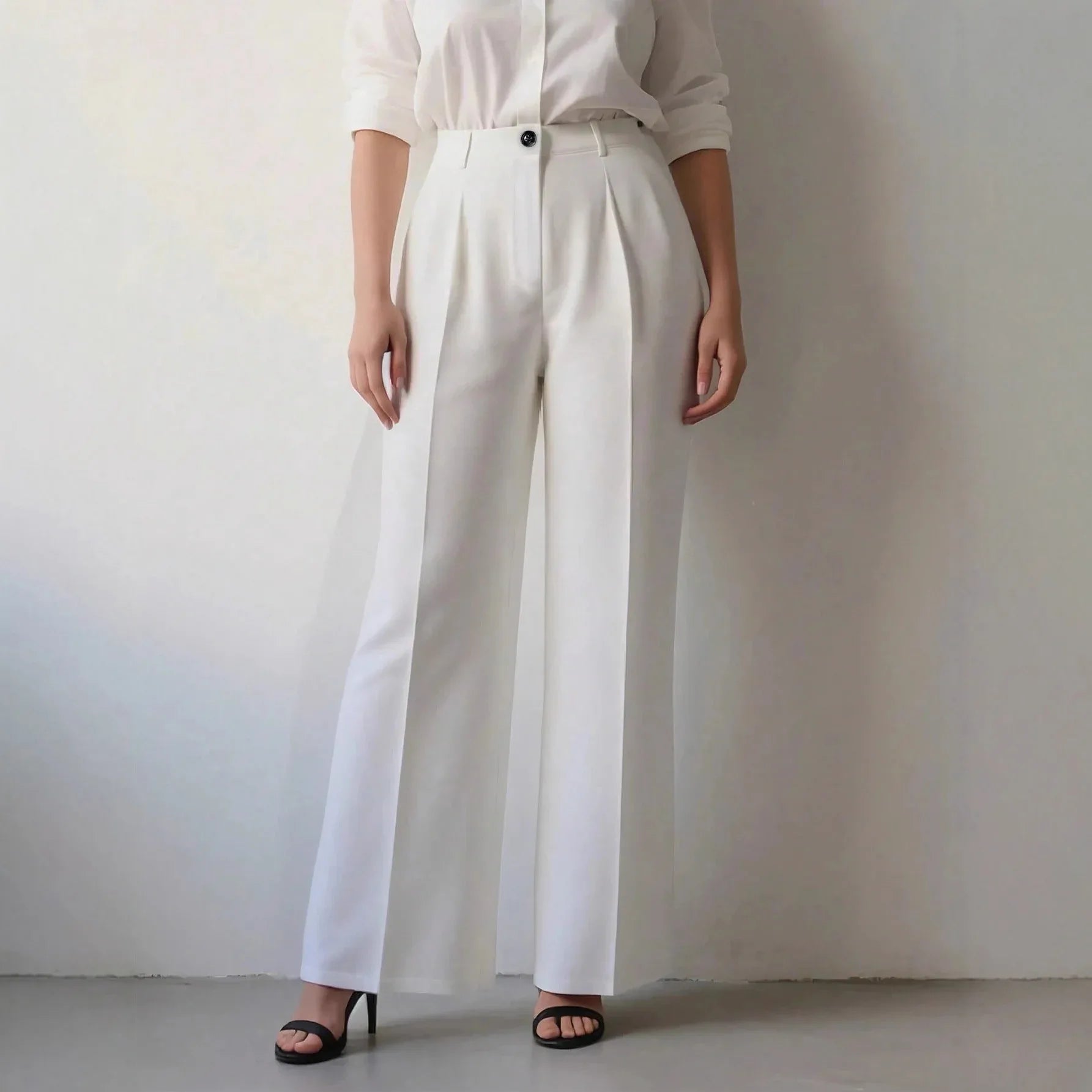 White High-waisted Loose Straight-leg Casual Pants - Gizmo Galaxy