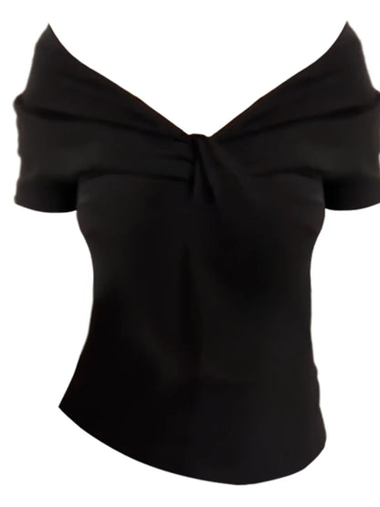 New Slim-fit Slimming Two-way Top Off-shoulder T-shirt Women - Gizmo Galaxy