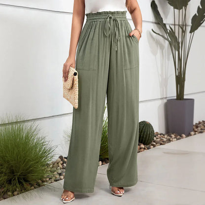 Waist-cinching Drawstring Elastic Waist With A Draped Feel, Comfortable And Slimming, Versatile Casual Wide-leg Pants For Women - Gizmo Galaxy
