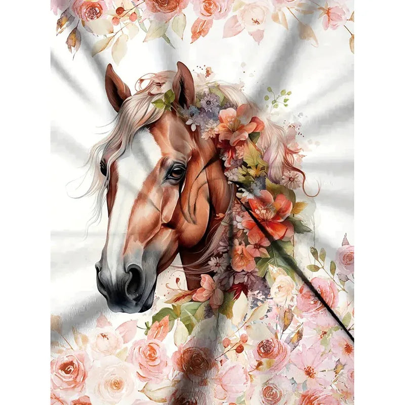 Womens Horse Printed Crewneck Long Sleeve Shirts Casual Dressy Animal Lover Gift Blouses Tee - Gizmo Galaxy