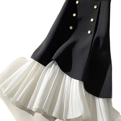 Irregular Splicing Half Skirt With Buttons - Gizmo Galaxy
