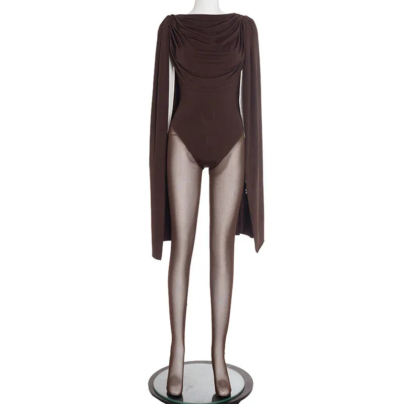 Solid Color Casual Slim-fitting Patchwork Long Sleeve Open Arm Mesh Long Conjoined Trousers - Gizmo Galaxy