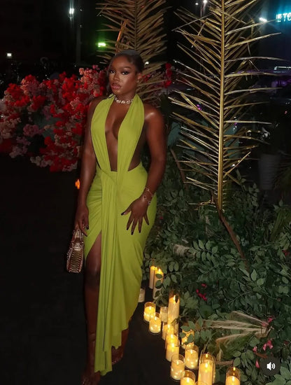 Fashionable Figure-hugging Solid-color Hollow-out Design Backless One-piece Dress - Gizmo Galaxy