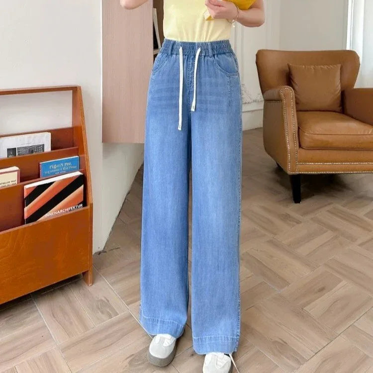 New Arrival Summer Thin Stretch Straight Elastic Denim Jeans In Lyocell Tencel - Gizmo Galaxy
