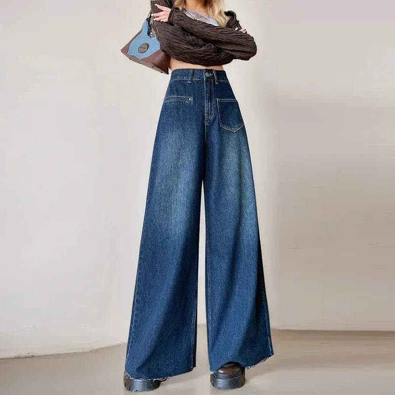 High-waisted Fashionable Wide-leg Flare Jeans For Women - Gizmo Galaxy