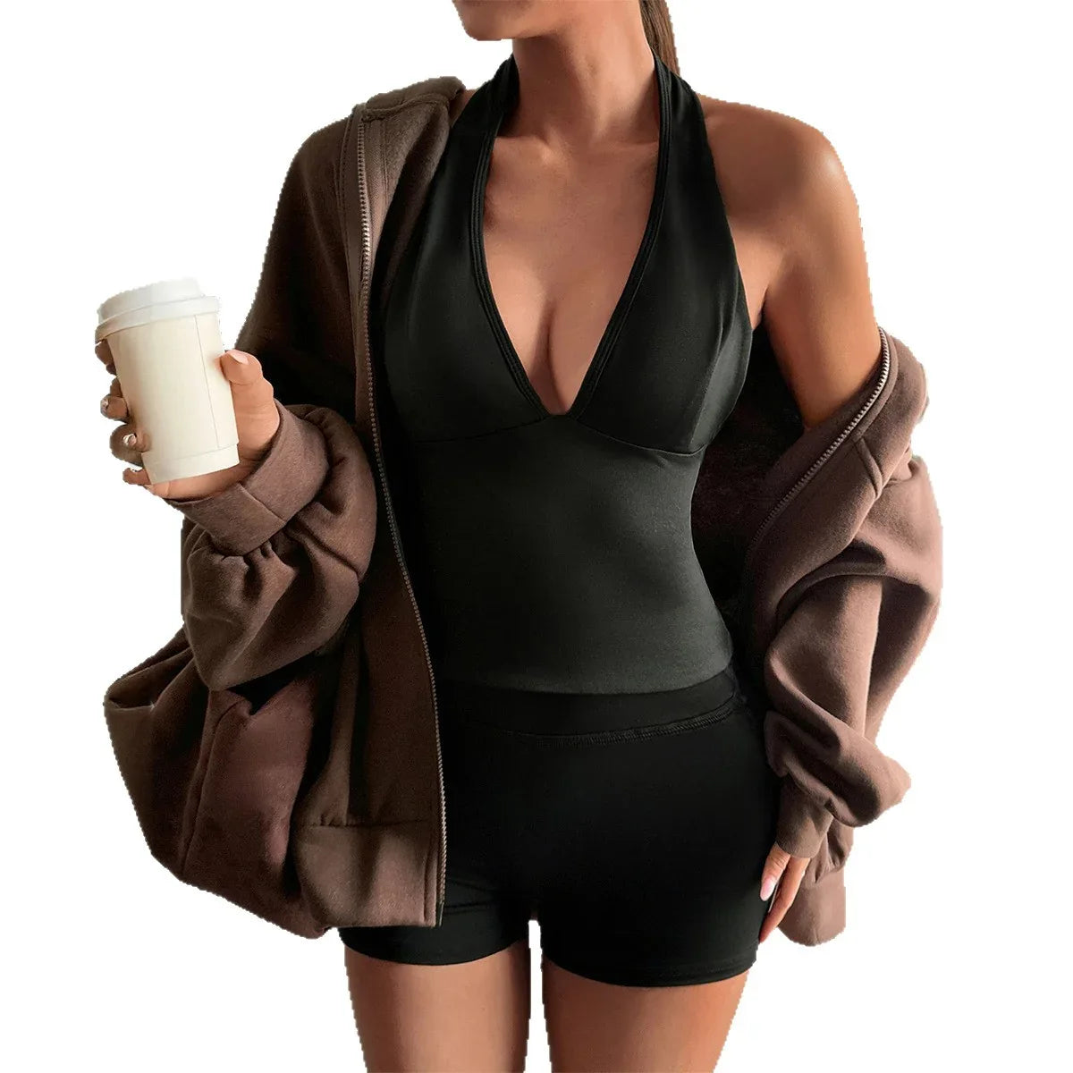 European And American-style Tight-fitting Top And Shorts Two-piece Women's Outfit - Gizmo Galaxy