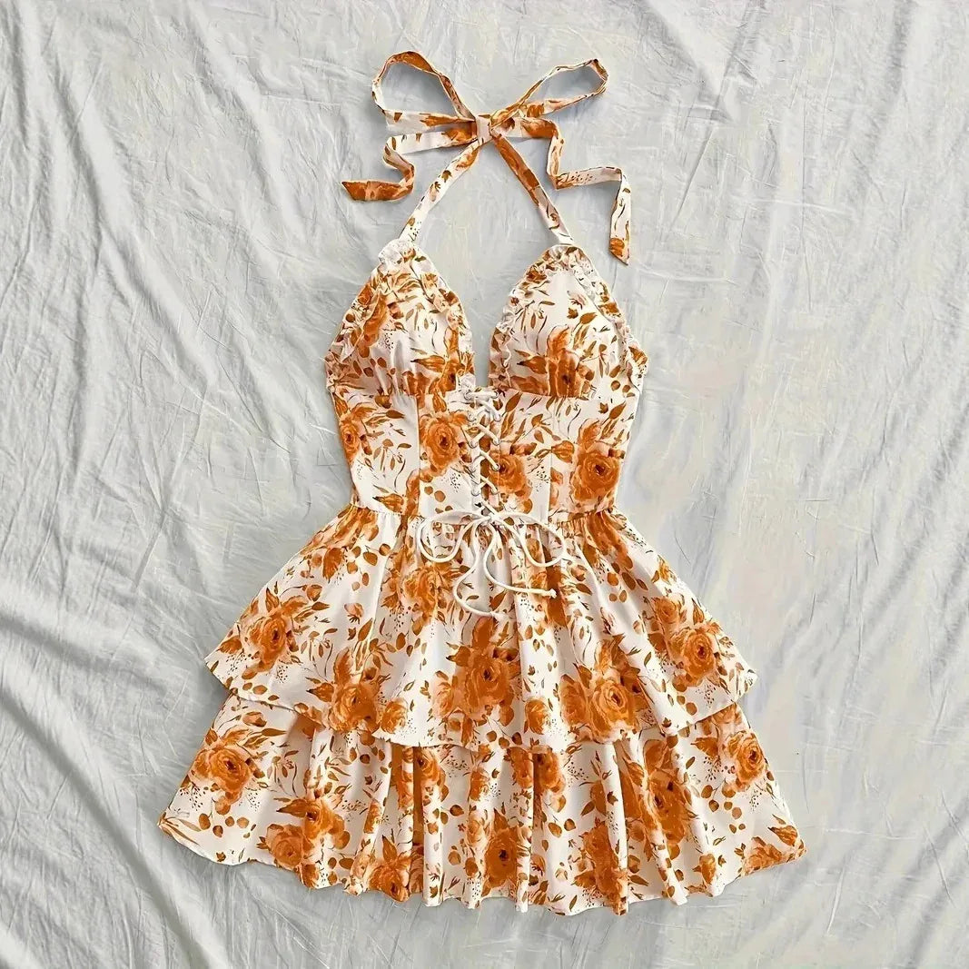 New SpringSummer European And American-style Camisole Top And Audrey Hepburn-inspired Designer Floral Dress - Gizmo Galaxy