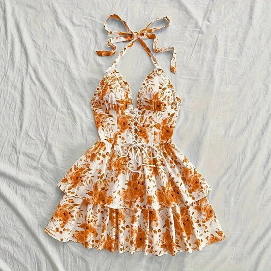 New SpringSummer European And American-style Camisole Top And Audrey Hepburn-inspired Designer Floral Dress - Gizmo Galaxy