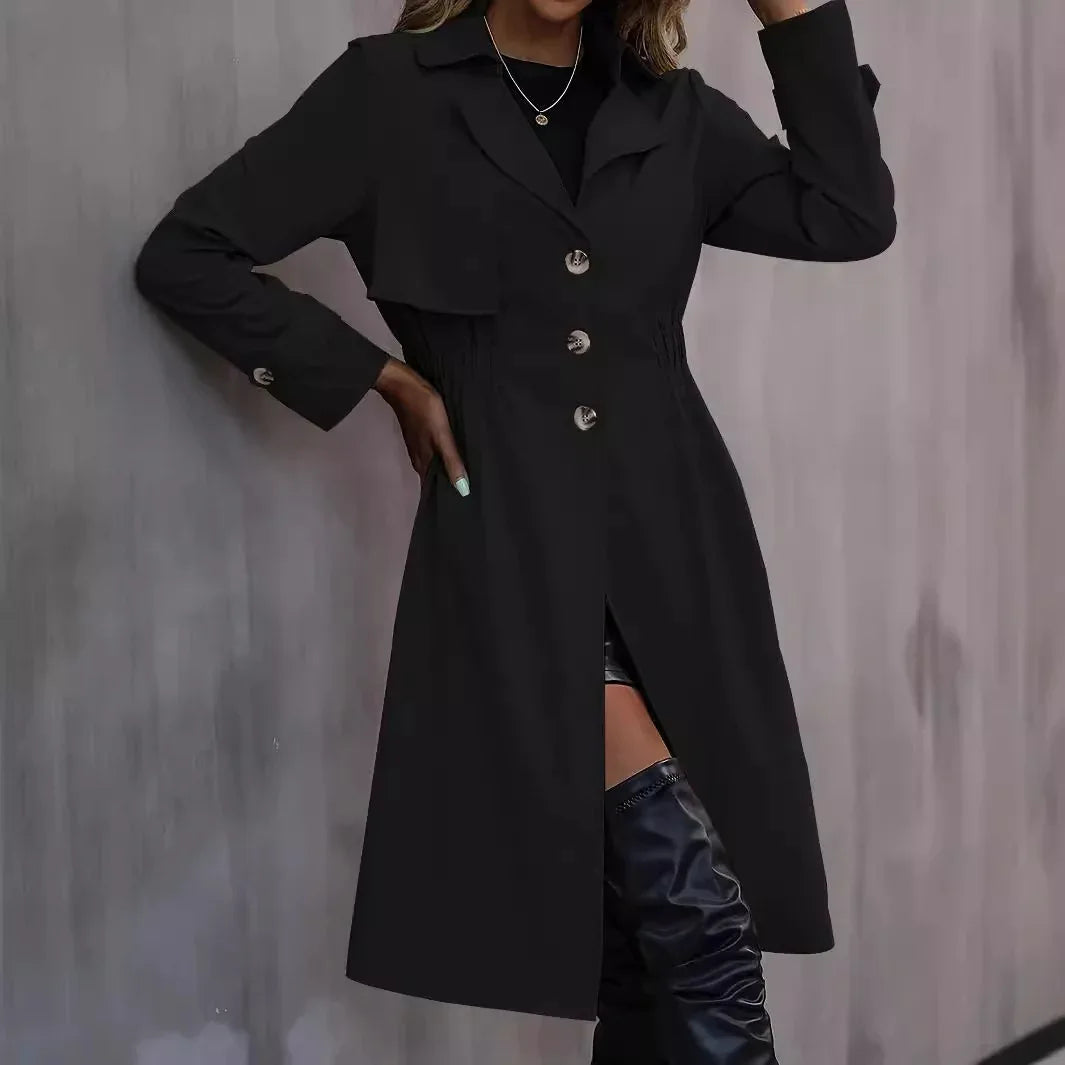Long Waist Cotton Fashion Jacket Long Sleeve Trench Coat - Gizmo Galaxy