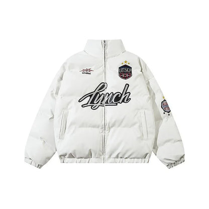 American Retro High Street Letter Embroidery Cotton Coat Jacket - Gizmo Galaxy