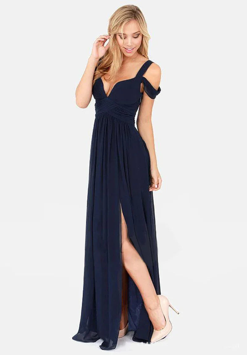 Long Floor Length Elegant Greek Style Pleated Dress - Gizmo Galaxy