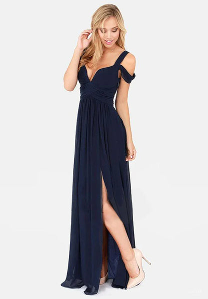 Long Floor Length Elegant Greek Style Pleated Dress - Gizmo Galaxy