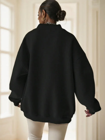 Women's Solid Color Oversized Drop Shoulder Sweatshirt - Gizmo Galaxy