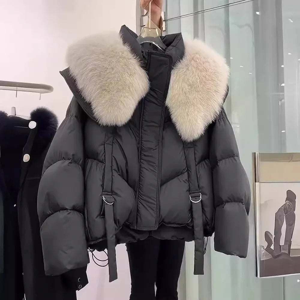 Winter Black Cotton-padded Clothes Coat For Women - Gizmo Galaxy
