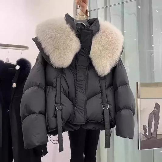 Winter Black Cotton-padded Clothes Coat For Women - Gizmo Galaxy