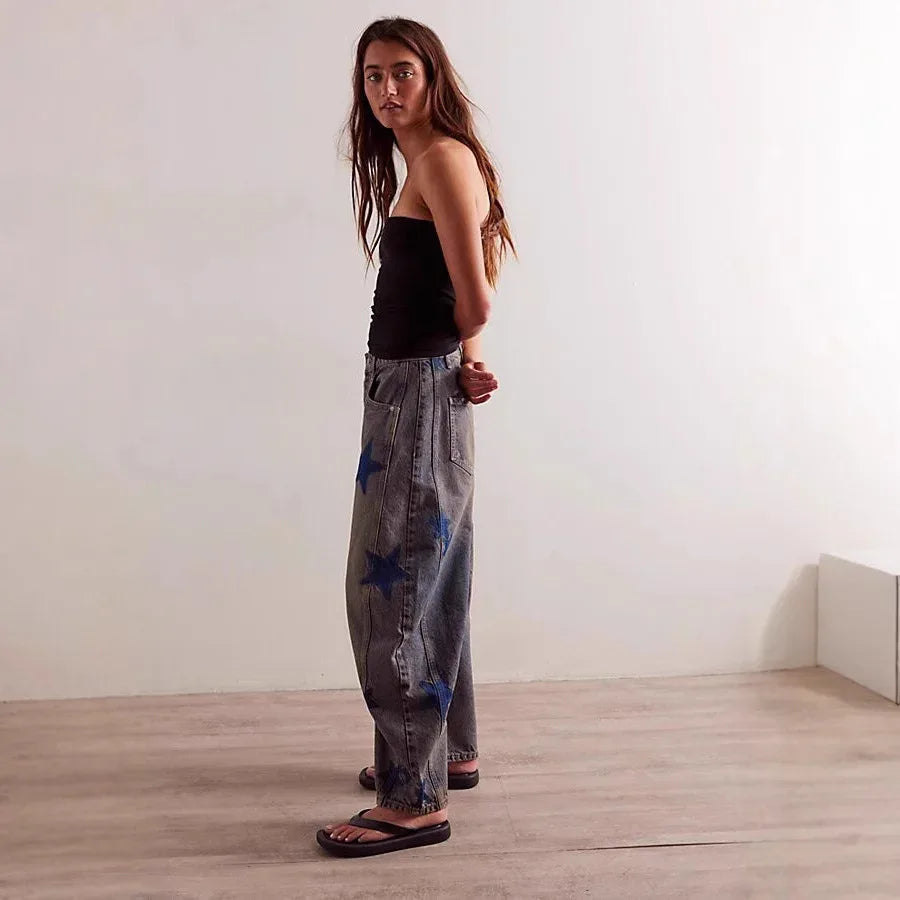 Casual Loose Mid Waist Cylindrical Women's Jeans - Gizmo Galaxy