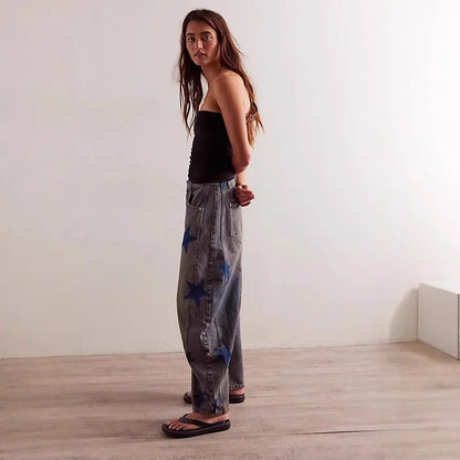 Casual Loose Mid Waist Cylindrical Women's Jeans - Gizmo Galaxy