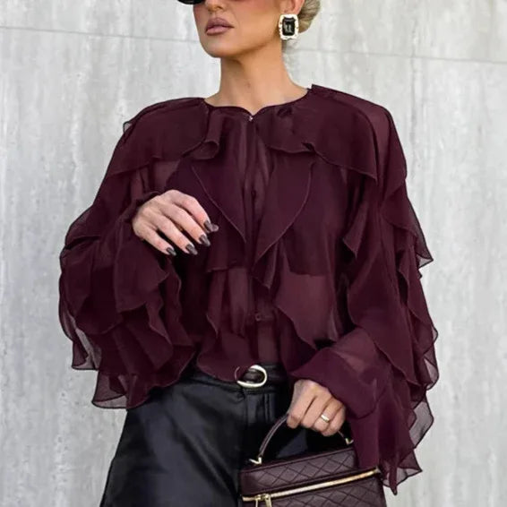 Fashionable High-end Layered Ruffle Blouse For Women - Gizmo Galaxy