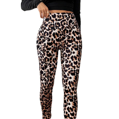 Leopard Print Cashmere Leggings High Waist Slimming And Velvet Padded Warm Side Pocket - Gizmo Galaxy