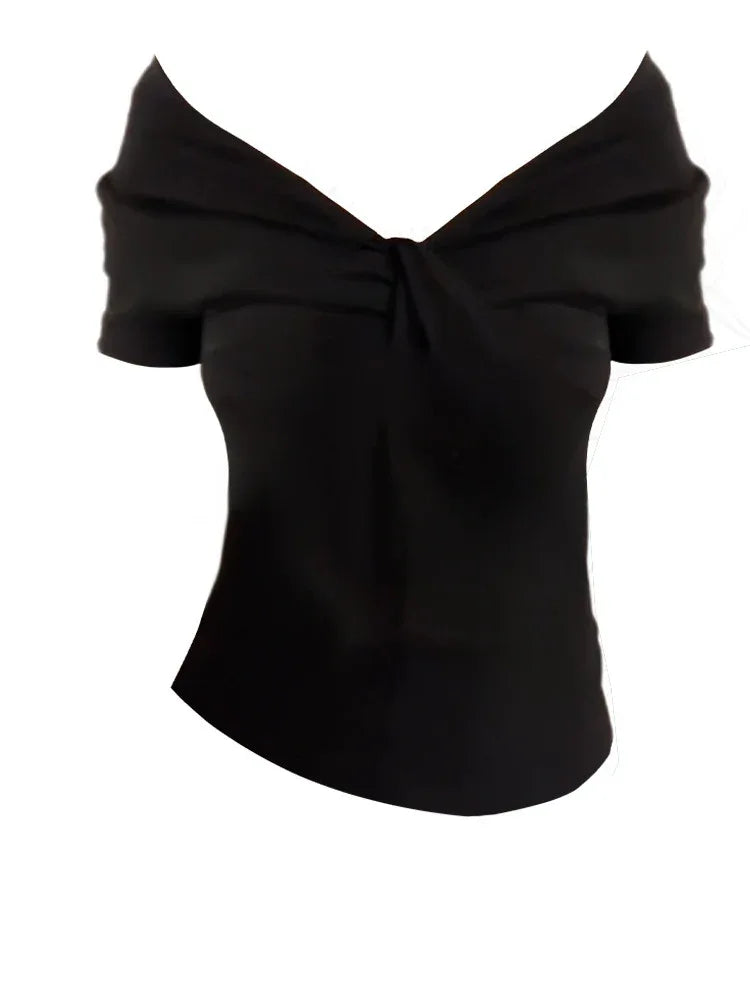 New Slim-fit Slimming Two-way Top Off-shoulder T-shirt Women - Gizmo Galaxy