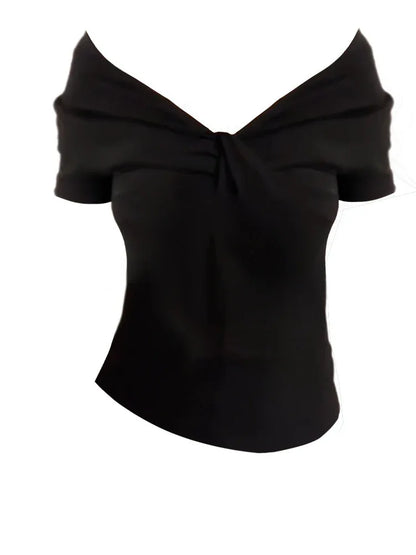 New Slim-fit Slimming Two-way Top Off-shoulder T-shirt Women - Gizmo Galaxy