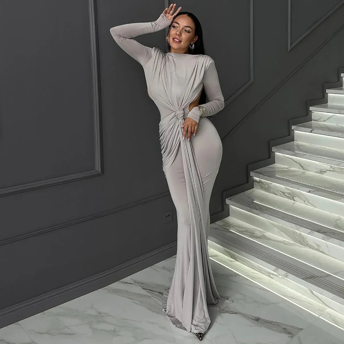 Women's Long Sleeve Slimming Dress - Gizmo Galaxy
