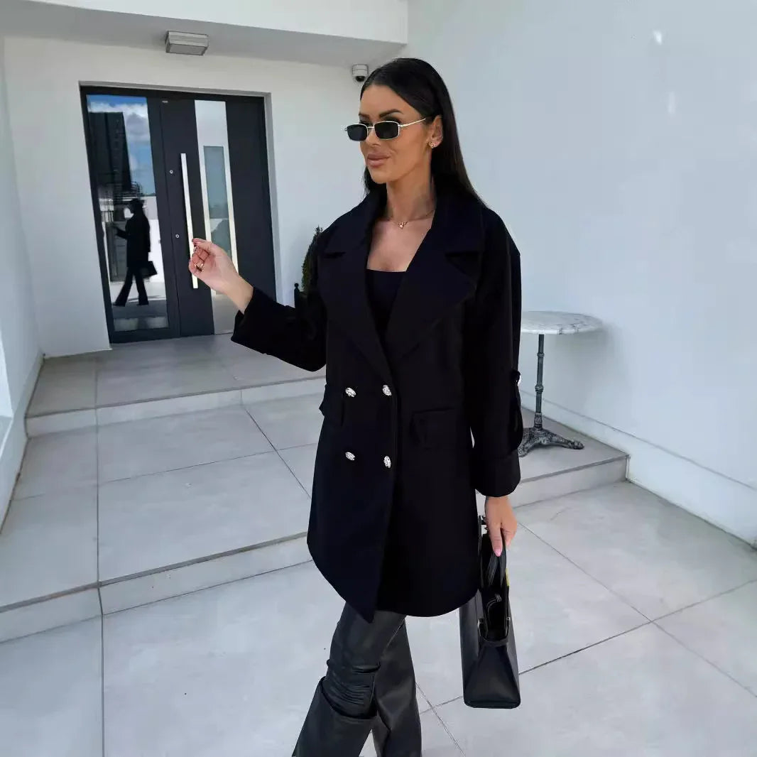 Fashion Commuter H-shaped Suit Collar Woolen Coat - Gizmo Galaxy