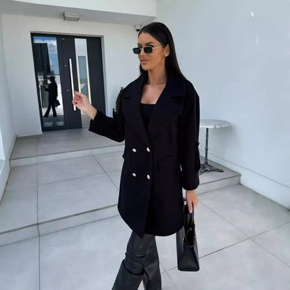 Fashion Commuter H-shaped Suit Collar Woolen Coat - Gizmo Galaxy