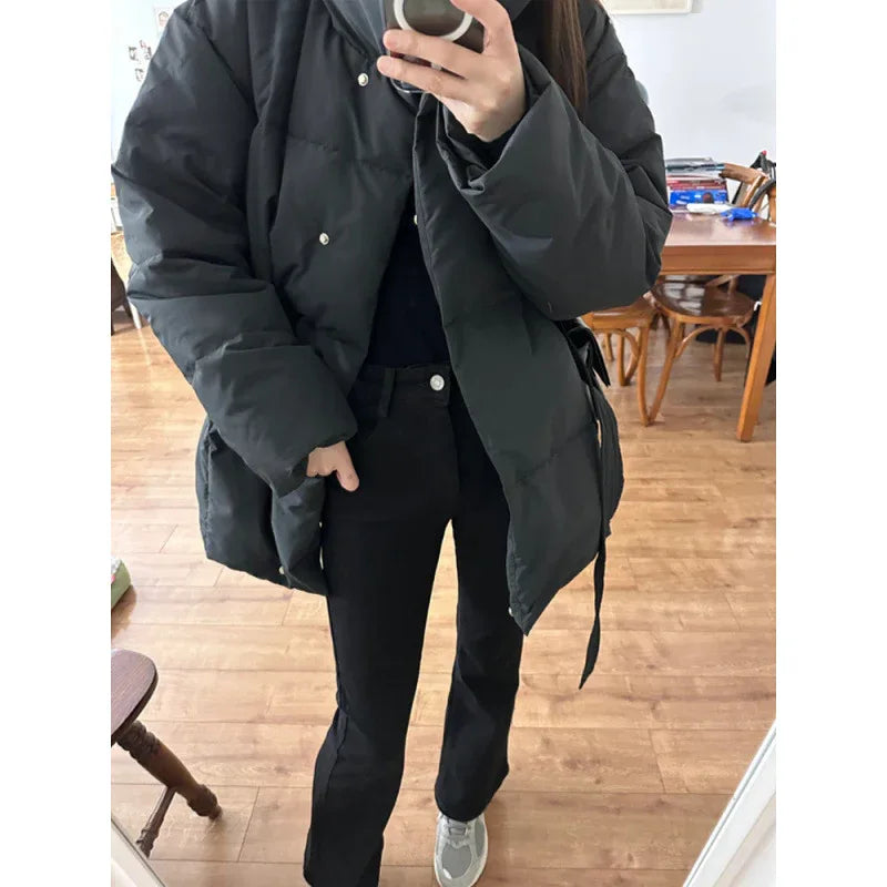 Waist-controlled Lace-up Cotton Coat Jacket Women - Gizmo Galaxy