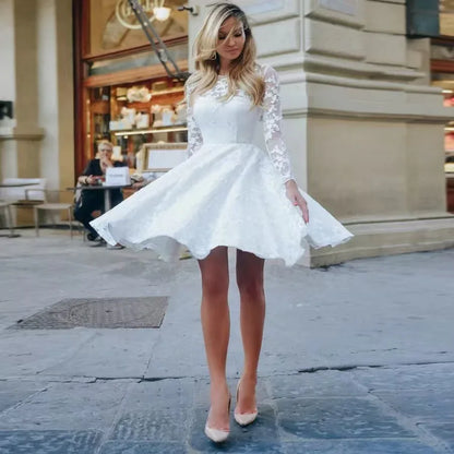 Wedding Dress White Vintage Lace Women Dress - Gizmo Galaxy