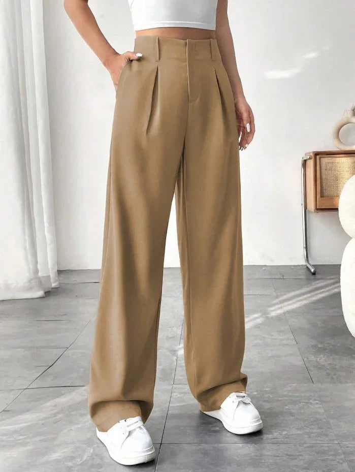 Ladies' High-waisted Slim-fit Suit Pants Wide-leg Floor-dragging Pants - Gizmo Galaxy