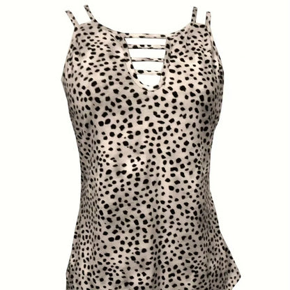 Ladies' Fashionable Casual Solid Color Printed Polka Dot Vest Top - Gizmo Galaxy