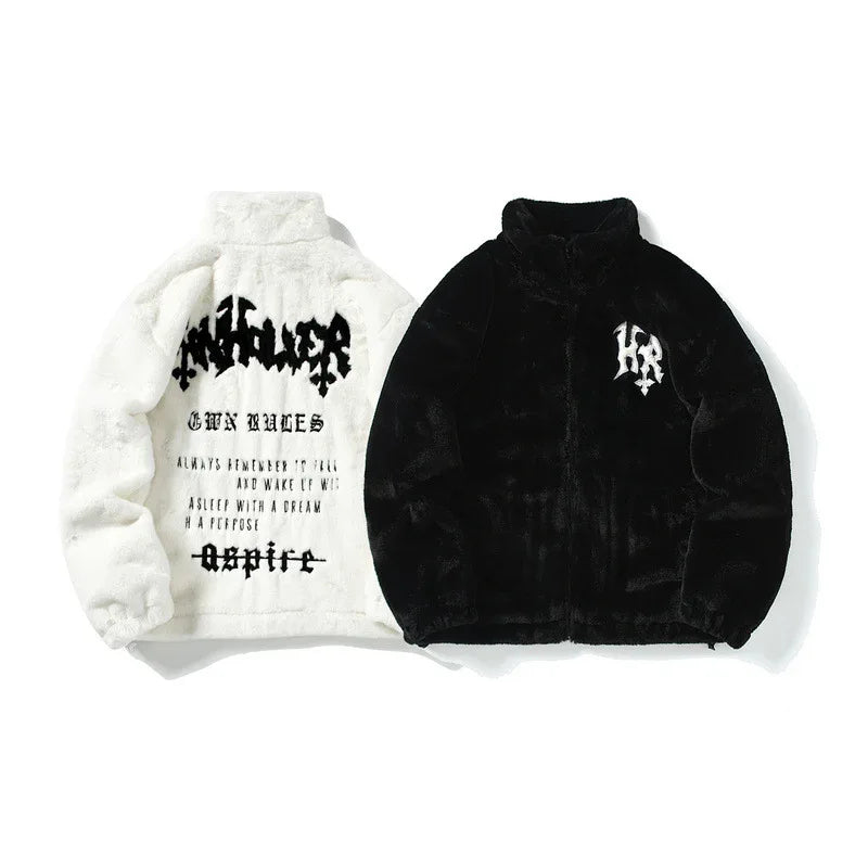 Autumn And Winter New Stars Heart Embroidered Plush Thickened Cotton Padded Coat - Gizmo Galaxy