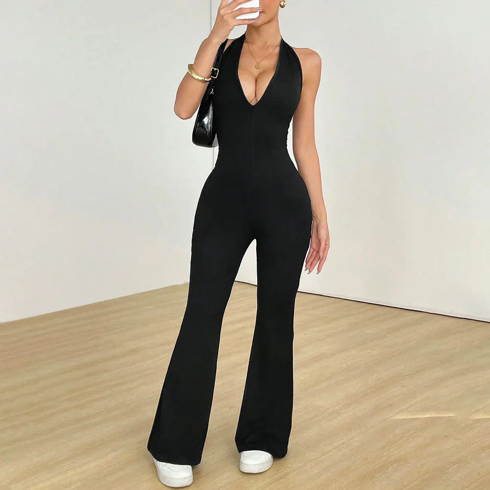 Sheer Hollowed-Out Beautiful-Back Bodycon Jumpsuit Summer New Arrival One-Piece Jumpsuit Butt-Lifting Sports & Fitness Jumpsuit - Gizmo Galaxy