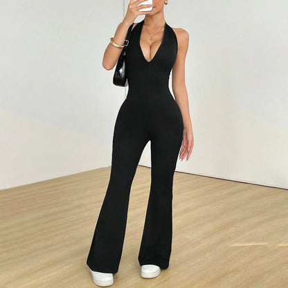 Sheer Hollowed-Out Beautiful-Back Bodycon Jumpsuit Summer New Arrival One-Piece Jumpsuit Butt-Lifting Sports & Fitness Jumpsuit - Gizmo Galaxy