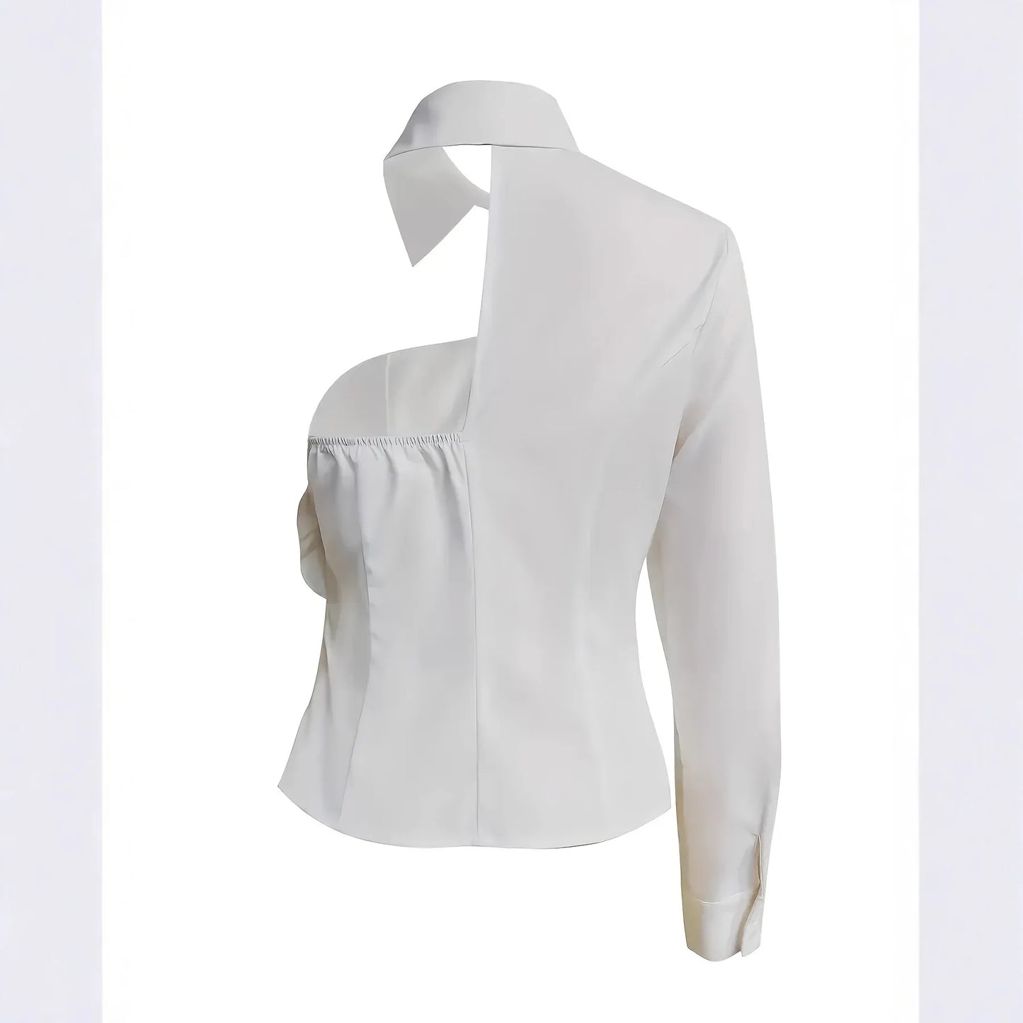 White Blouse With A One-shoulder TOP - Gizmo Galaxy
