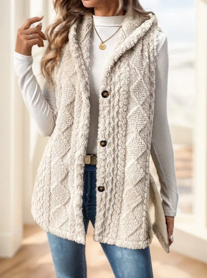 Women's Red Hooded Fleece Vest - Gizmo Galaxy