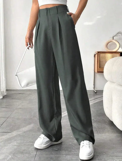 Ladies' High-waisted Slim-fit Suit Pants Wide-leg Floor-dragging Pants - Gizmo Galaxy