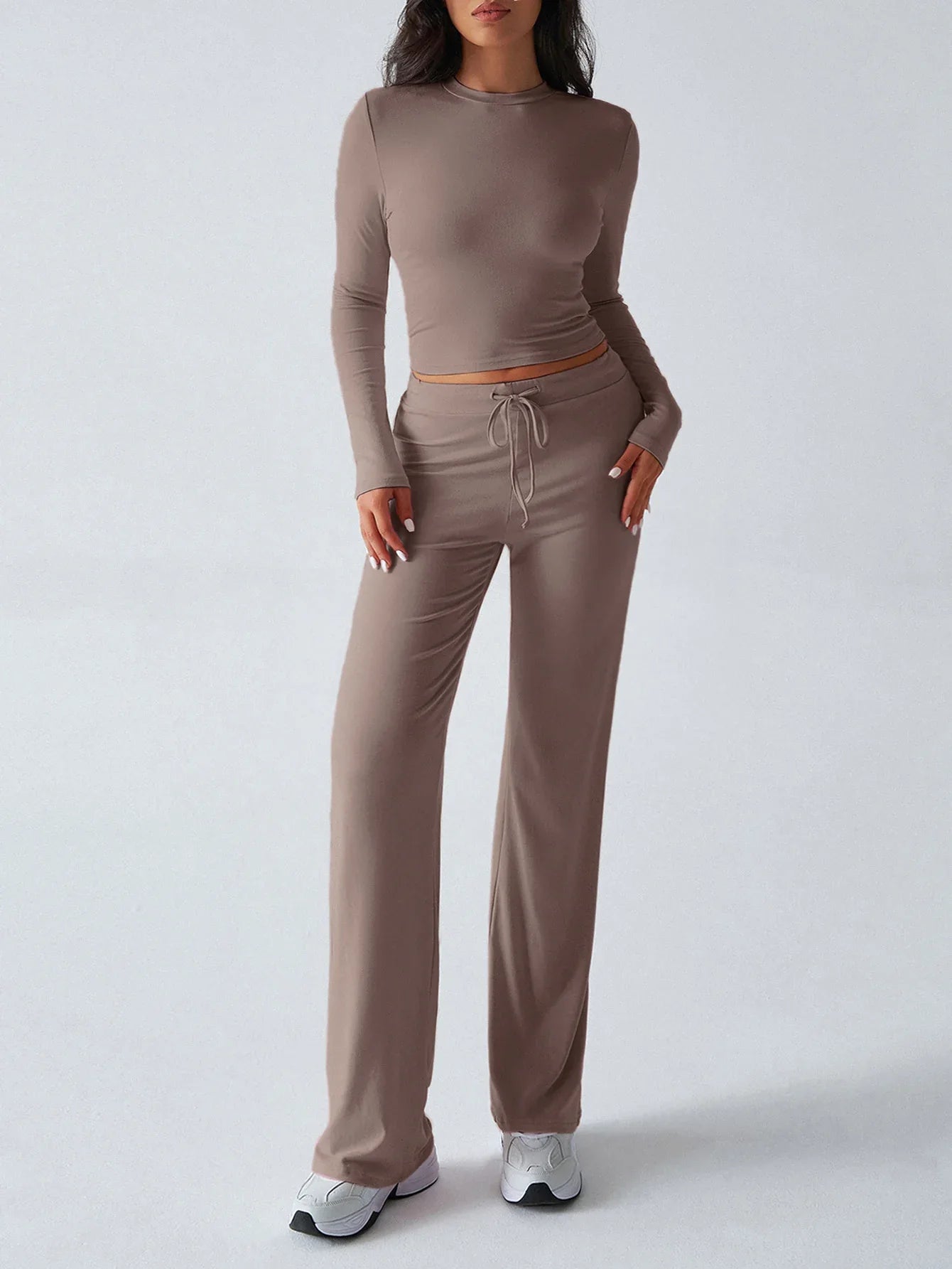 Sports Yoga Style Long-sleeved Straight Pants Casual Suit - Gizmo Galaxy