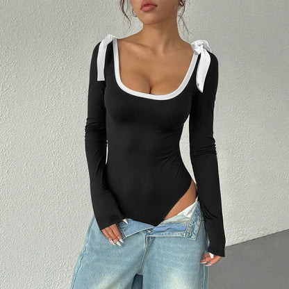 Sexy Slim-fit Square Neckline And Flared Sleeves Sexy Long-sleeved Jumpsuit - Gizmo Galaxy