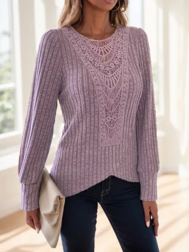 Lace Splicing Crew Neck T-shirt - Gizmo Galaxy