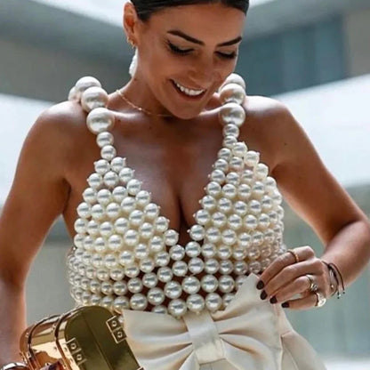 Sexy Fashion Pearl Suspender Vest - Gizmo Galaxy