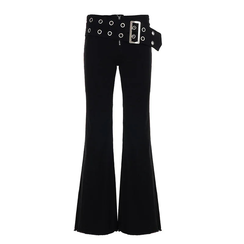 Women's Casual Slim-fit Low-rise Figure-flattering Flared Pants - Gizmo Galaxy