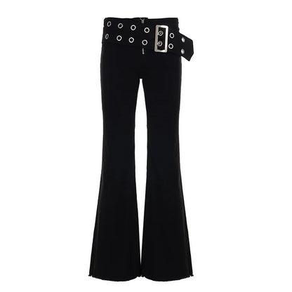 Women's Casual Slim-fit Low-rise Figure-flattering Flared Pants - Gizmo Galaxy